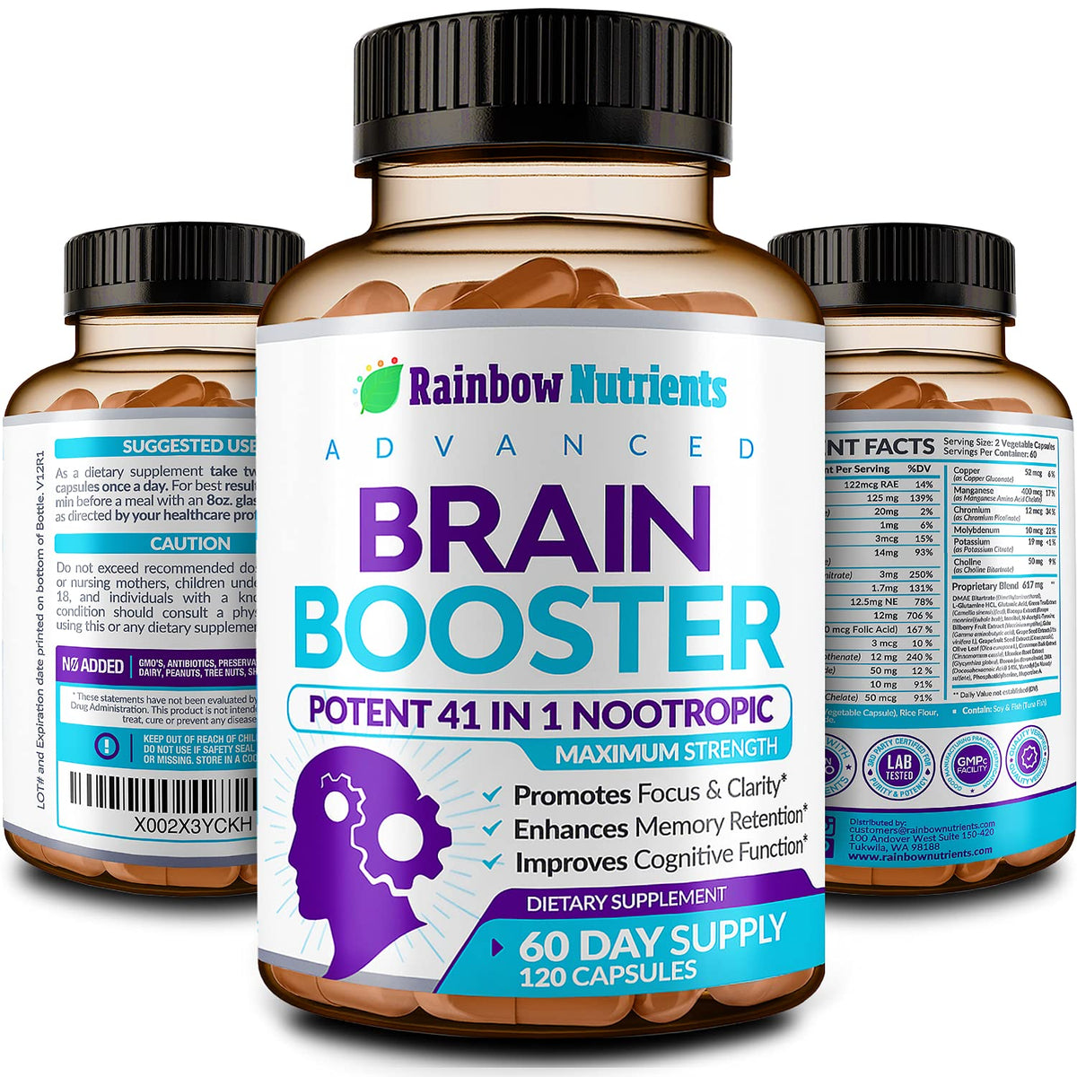 40-in-1 Brain Booster Supplements for Memory, Focus, Clarity, Energy, Performance Rainbow Nutrients, LLCBuy Supplements Australia
