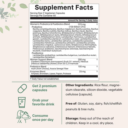 Micro Ingredients Probiotics for Women 100 Billion CFU with Prebiotics, 120 Veggie Capsules | pH Balance, Urinary Tract, Vaginal & Gut Health Support*