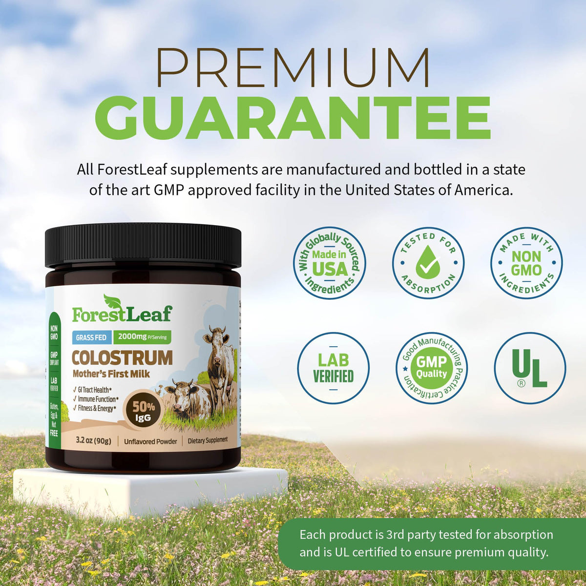 ForestLeaf Colostrum Powder 50% IgG Highest Concentration - Grass Fed Bovine ForestLeafBuy Supplements Australia