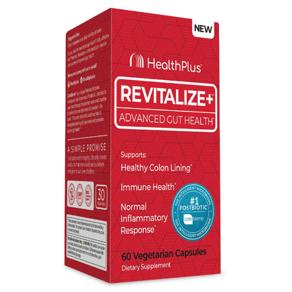Health Plus Revitalize+ CoreBiome Butyrate Postbiotic for Complete Digestive Health, Leaky Gut & Colon | Gut Health Supplement for Men & Women | 60 Capsules, 30 Servings Health PlusBuy Supplements Australia