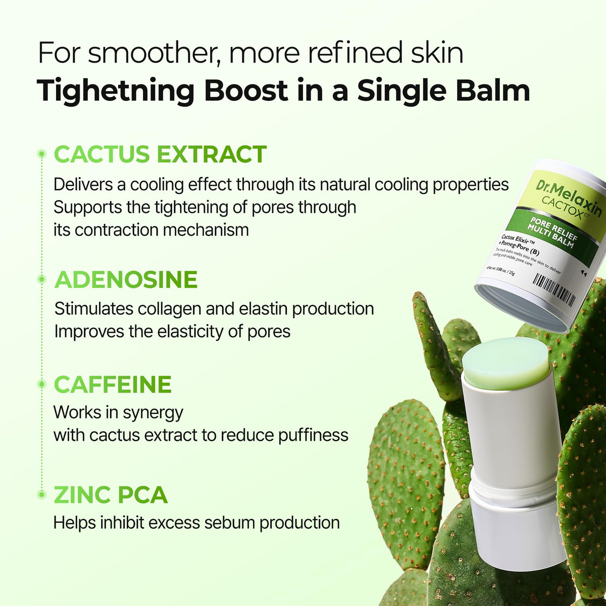 Dr.Melaxin Cactox Pore Relief Multi Balm Stick – Zinc PCA & ADENOSINE Cooling & De-Puffing Face Balm for Enlarged Pores & Puffy Skin, Pore Minimizing with Cactus Extract, Korean Skincare, 0.88 oz Dr.Melaxin buy supplements Au
