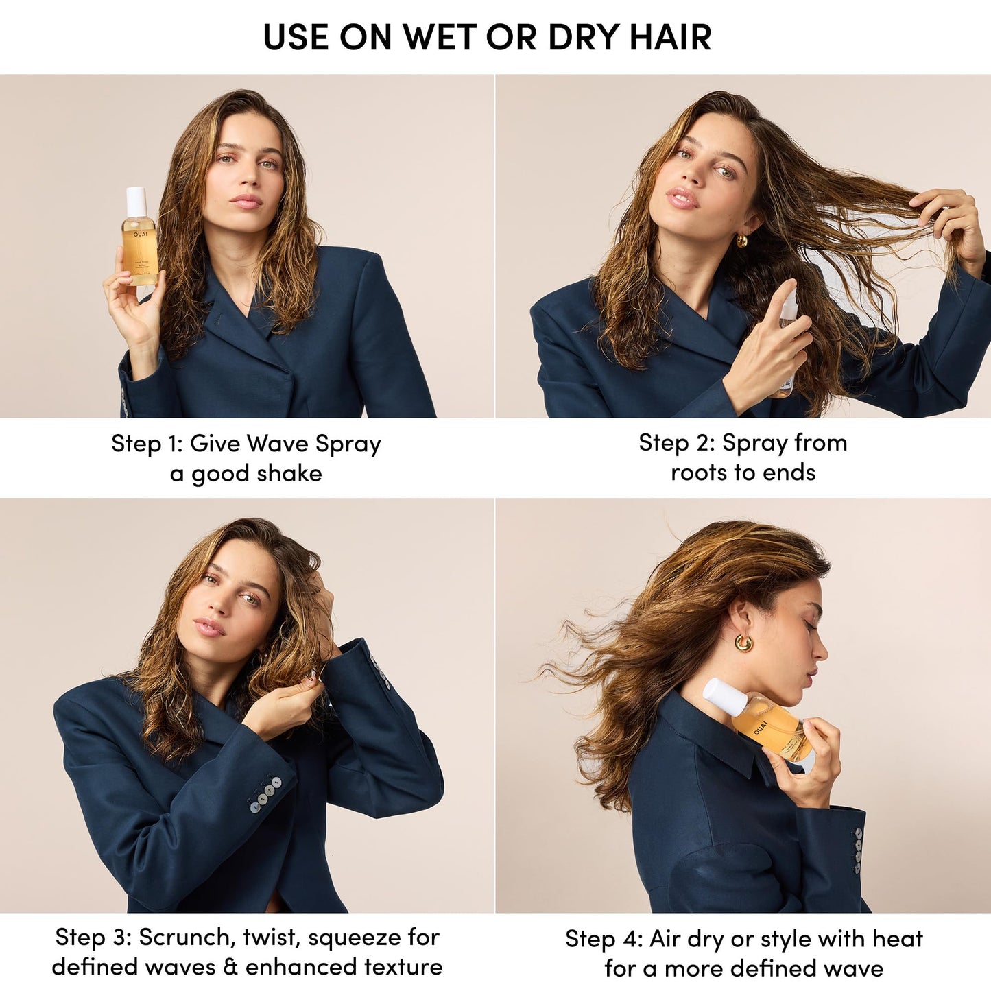OUAI Wave Spray - Texture Spray for Hair with Coconut Oil & Rice Protein - Adds Texture, Volume & Shine for Beach Waves - Paraben Free, Safe for Color & Keratin-Treated Hair (6 fl oz) OUAIBuy Supplements Australia