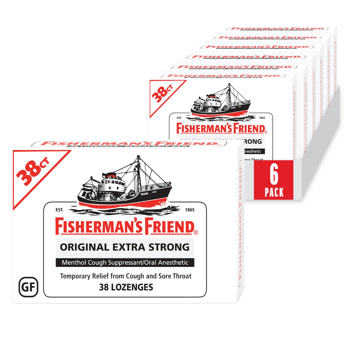 Fisherman's Friend Original Extra Strong Cough Lozenges (38 Drops x 6-Pack), 10mg Natural Menthol, Cooling Relief from Sore Throat, Persistent Cough & Everyday Irritation, Vegan & Gluten-Free Fisherman's Friend buy supplements Au
