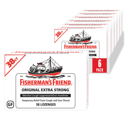 Fisherman's Friend Original Extra Strong Cough Lozenges (38 Drops x 6-Pack), 10mg Natural Menthol, Cooling Relief from Sore Throat, Persistent Cough & Everyday Irritation, Vegan & Gluten-Free Fisherman's Friend buy supplements Au