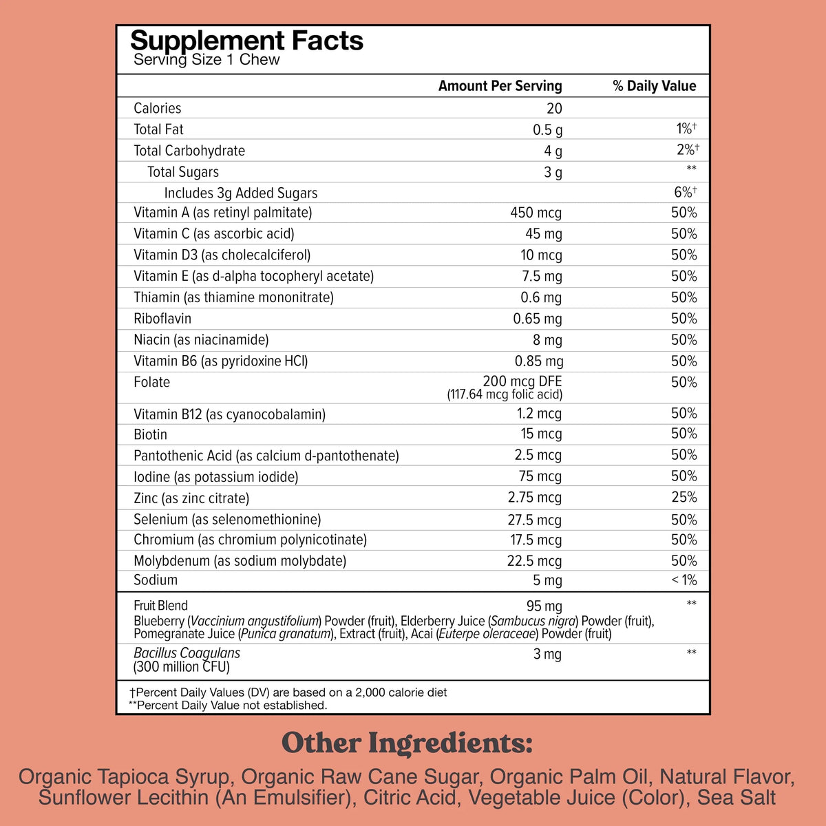 Chewsy Kids’ Multivitamin, Delicious Candy-Style Daily Vitamin Chews + Probiotics + Superfoods, Wild Berry Flavor Chewable Fruity Supplement Chews CHEWSY