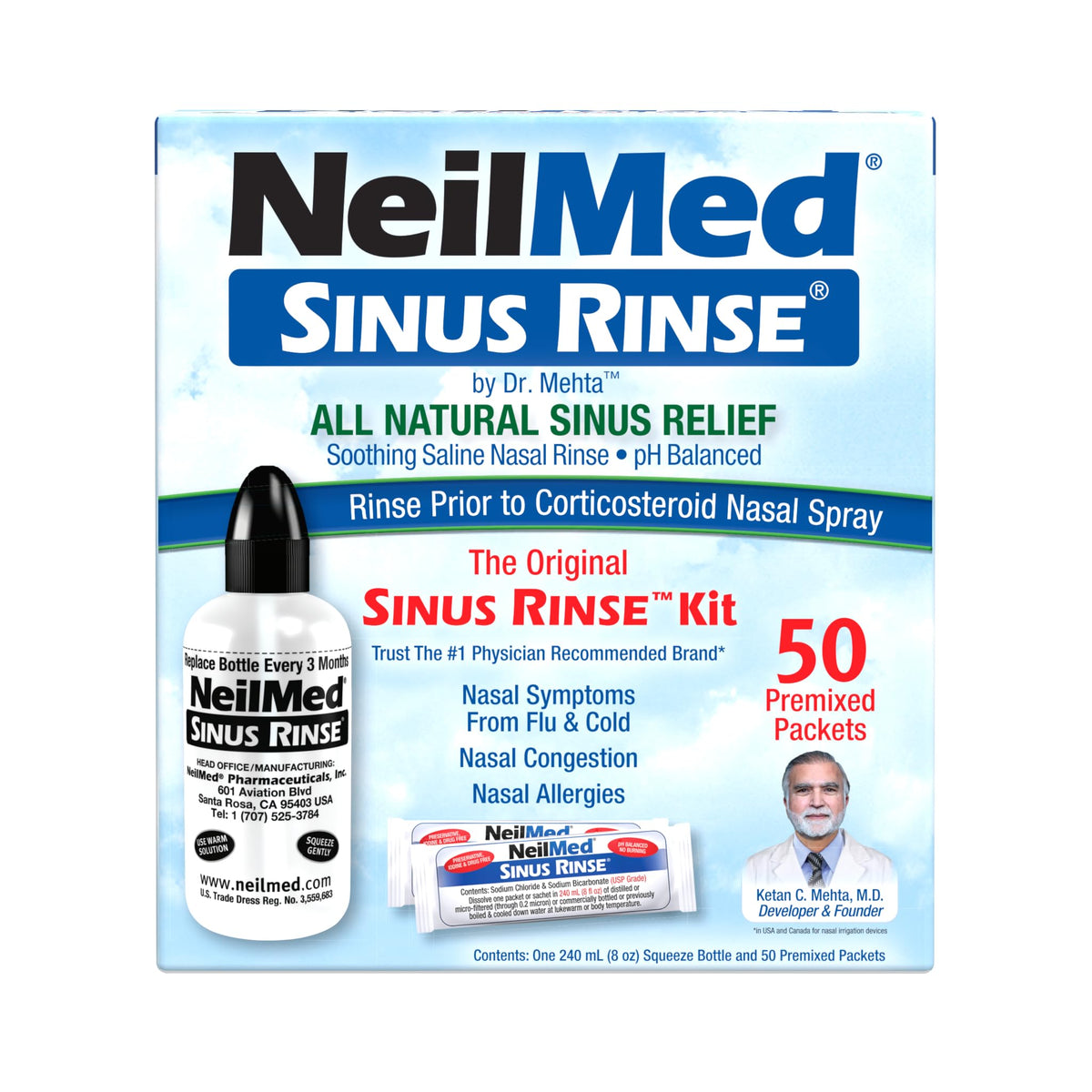 NeilMed Sinus Rinse - A Complete Sinus Nasal Rinse Kit, 50 count (Pack of 1) Count may vary NeilMed buy supplements Au