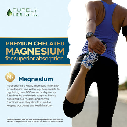 Magnesium Glycinate 400mg - 270 Magnesium Tablets (not Capsules) - 400 mg Elemental Magnesium - Highly Bioavailable - Vegan and Vegetarian - for Improved Sleep, Stress Relief & Cramp Defense Purely HolisticBuy Supplements Australia