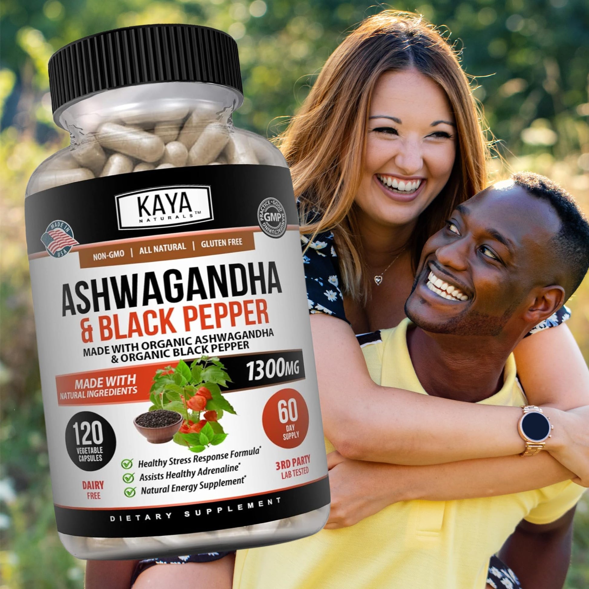 Kaya Naturals Ashwagandha 1300mg, 120 Count Capsules for Stress Relief, Adrenal, Mood & Thyroid Support, Black Pepper and 100% Pure Ashwagandha -120 Capsules Kaya NaturalsBuy Supplements Australia