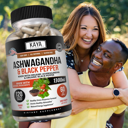 Kaya Naturals Ashwagandha 1300mg, 120 Count Capsules for Stress Relief, Adrenal, Mood & Thyroid Support, Black Pepper and 100% Pure Ashwagandha -120 Capsules Kaya NaturalsBuy Supplements Australia