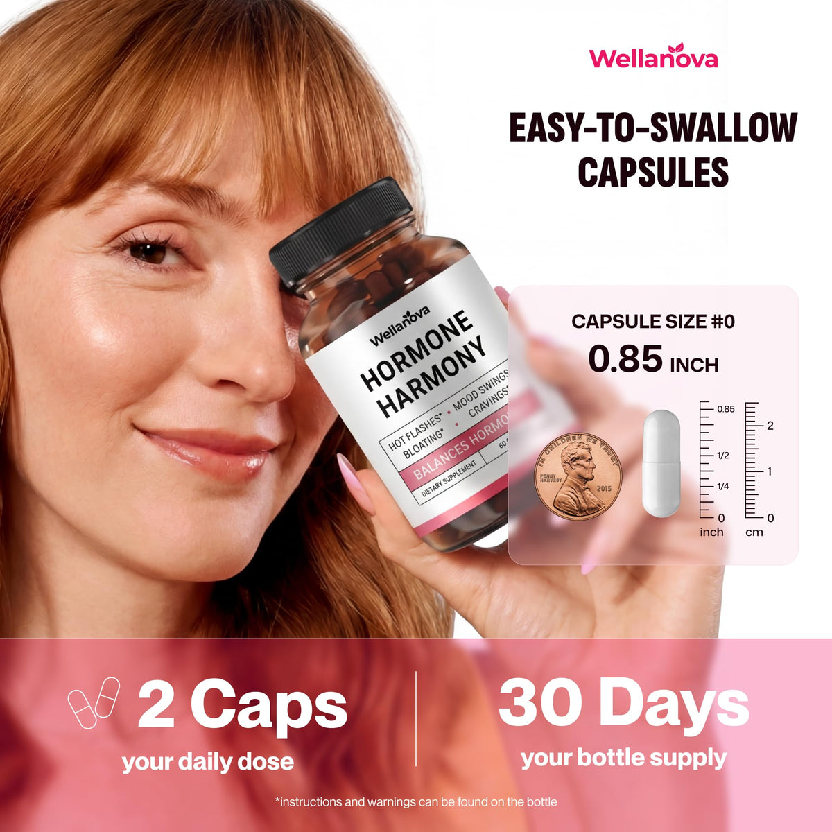 Wellanova Hormone Harmony for Women – Natural Hormonal Balance Support for Menopause & Perimenopause – Hot Flashes, Mood Swings, Cravings, Bloating Relief – 60 Capsules WellanovaBuy Supplements Australia