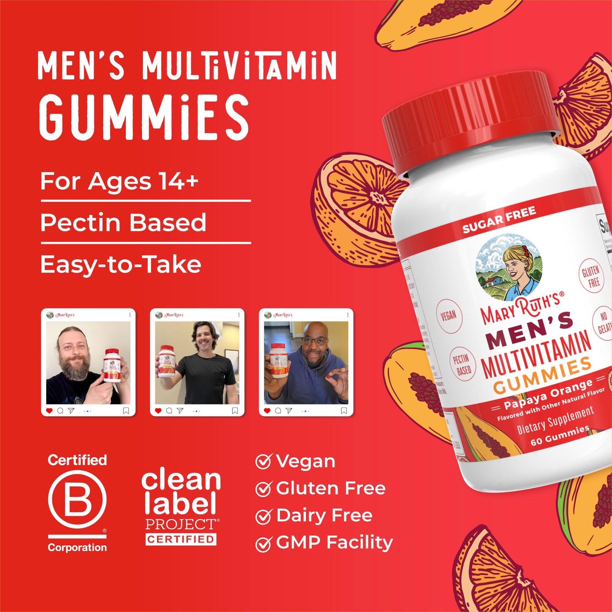 MaryRuth's Multivitamin Gummies for Men | Vitamin A, C, D, E, B6, B12, Biotin, Zinc | Energy Metabolism | Immunity | Bone Health | Cellular Health | Vegan | Non-GMO | Gluten & Sugar Free | 60 Count MARYRUTH'SBuy Supplements Australia