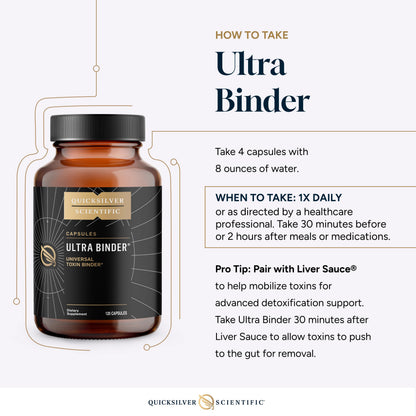 Quicksilver Scientific Ultra Binder - Multi Toxin Binder with Bentonite Clay Powder, Zeolite Detox & Charcoal - Supplement for Gut Support & The Body's Toxin Removal Process (120 Capsules) Quicksilver ScientificBuy Supplements Australia