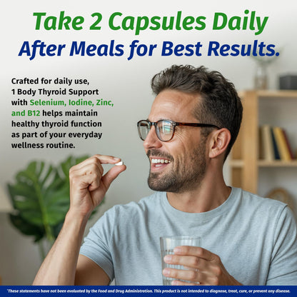 1 Body Thyroid Support Supplement for Women and Men, Selenium with Iodine, Zinc, B12, Ashwagandha and L-Tyrosine, Supports Hormone Health, Energy and Metabolism, 30 Day Supply 1 BodyBuy Supplements Australia