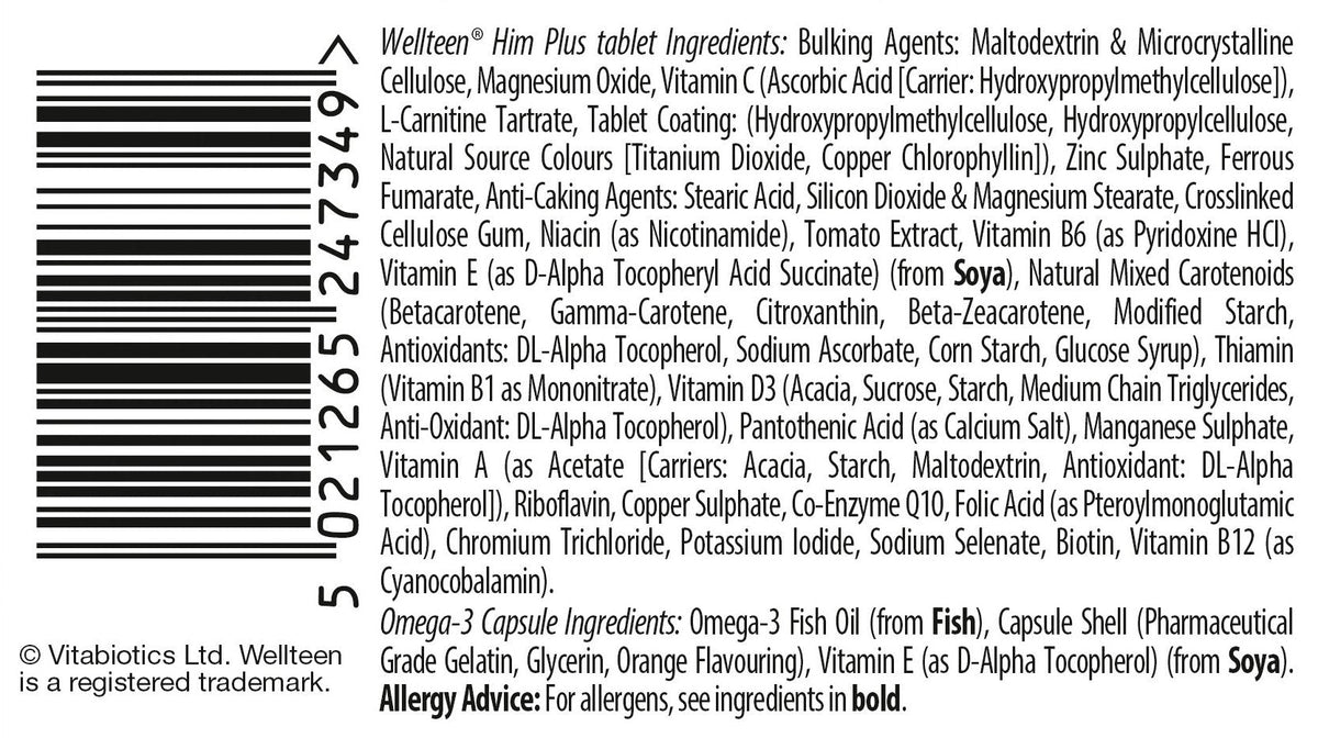Vitabiotics Wellteen Him Plus Tablets/Capsules, 56 Count (Pack of 1) WellteenBuy Supplements Australia