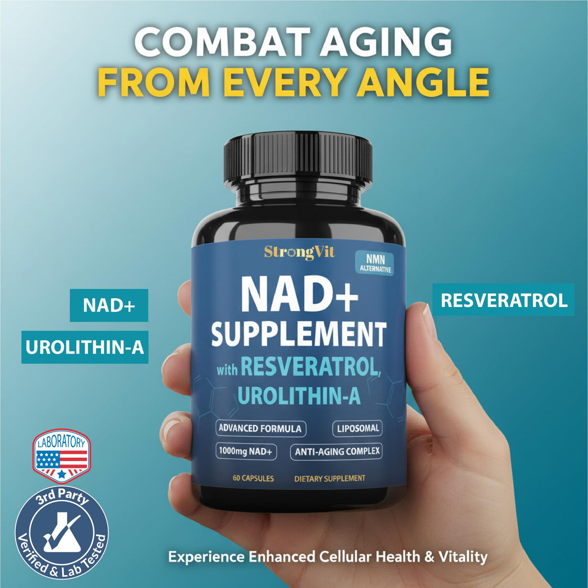 1000mg NAD Supplement with Resveratrol - Advanced Liposomal NAD+ Supplements for Men and Women - Anti-Aging Cell Regenerator - 60 NAD Plus Capsules for Energy & Cellular Health StrongVitBuy Supplements Australia