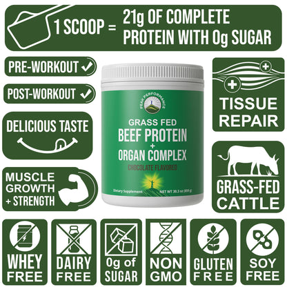 Grass Fed Beef Protein Powder + Organ Complex. Lactose Free Great Tasting Beef Protein Isolate. Animal Based Non Dairy No Whey Paleo Carnivore Supplement for Muscle Building. Chocolate Flavor Peak PerformanceBuy Supplements Australia