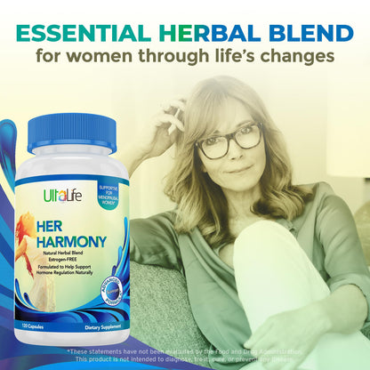 UltaLife Her Harmony Menopause Supplements for Women - Hot Flashes Menopause Relief & Hormone Balance for Women - Contains Black Cohosh, Dong Quai, Red Clover & More - Estrogen Free - 120 Capsules ULTALIFEBuy Supplements Australia