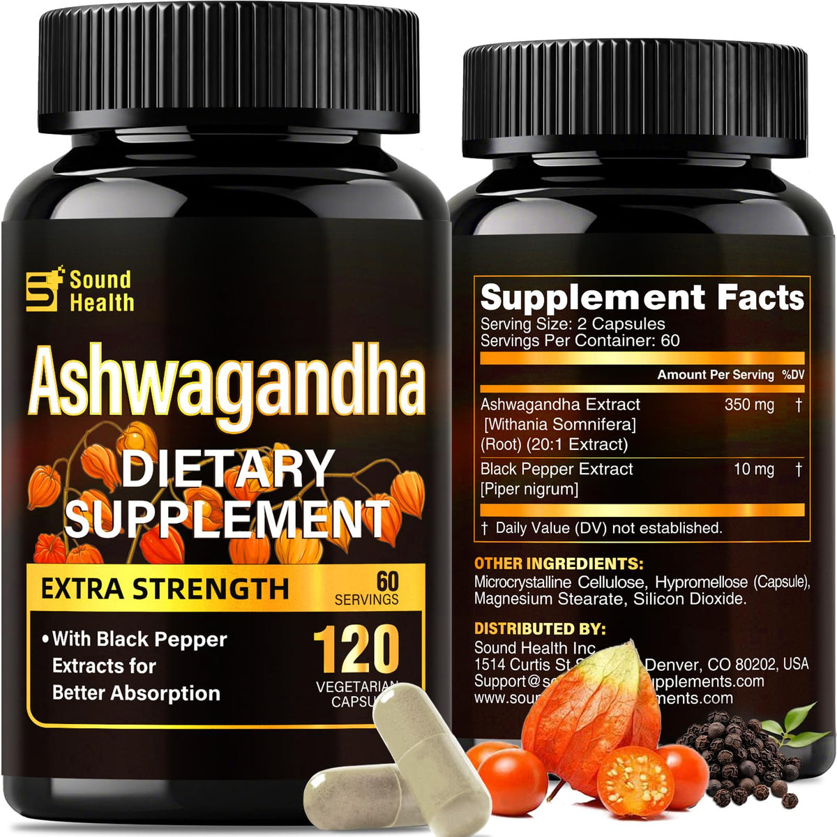 7000mg Ashwagandha Supplements Powder (20:1 Root Extract), 120 Organic Ashwagandha Capsules for Women & Men, Black Pepper & BioPerine for Absorption, Non GMO, Third-Party Tested, Gluten Free SoundHealthBuy Supplements Australia