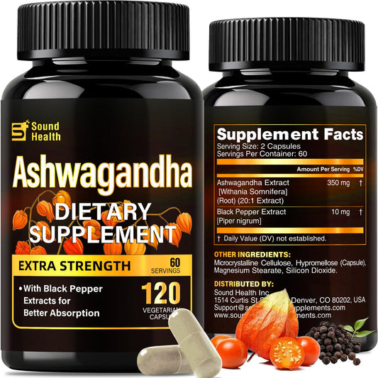 7000mg Ashwagandha Supplements Powder (20:1 Root Extract), 120 Organic Ashwagandha Capsules for Women & Men, Black Pepper & BioPerine for Absorption, Non GMO, Third-Party Tested, Gluten Free SoundHealthBuy Supplements Australia