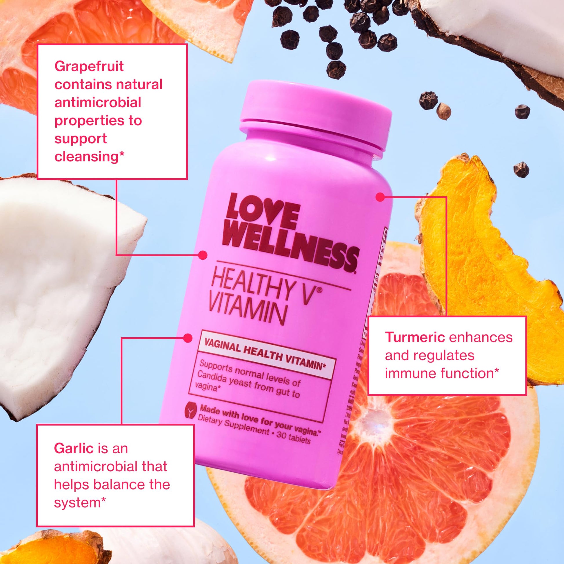 Love Wellness Healthy V Vitamin | Women's Vaginal Health Supplement | pH Balance, Gut Health & Immune Support Supplement | Balance of Candida Yeast with Turmeric, Garlic & Coconut Oil | 30 Count Love WellnessBuy Supplements Australia