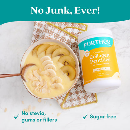 Further Food Vanilla Collagen Peptides Powder with Tremella Mushroom – 100% Grass-Fed, Hydrolyzed Type 1 & 3, 20g of Collagen per Serving, Supports Skin, Hair, Nails & Joints, 22.22 Oz Further FoodBuy Supplements Australia