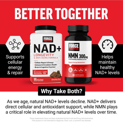 Force Factor NMN Supplement, Nicotinamide Mononucleotide to Support Healthy Aging and Energy Metabolism, Boosts NAD+ Levels, No Gelatin, Non-GMO, 30 Vegetable Capsules Force FactorBuy Supplements Australia