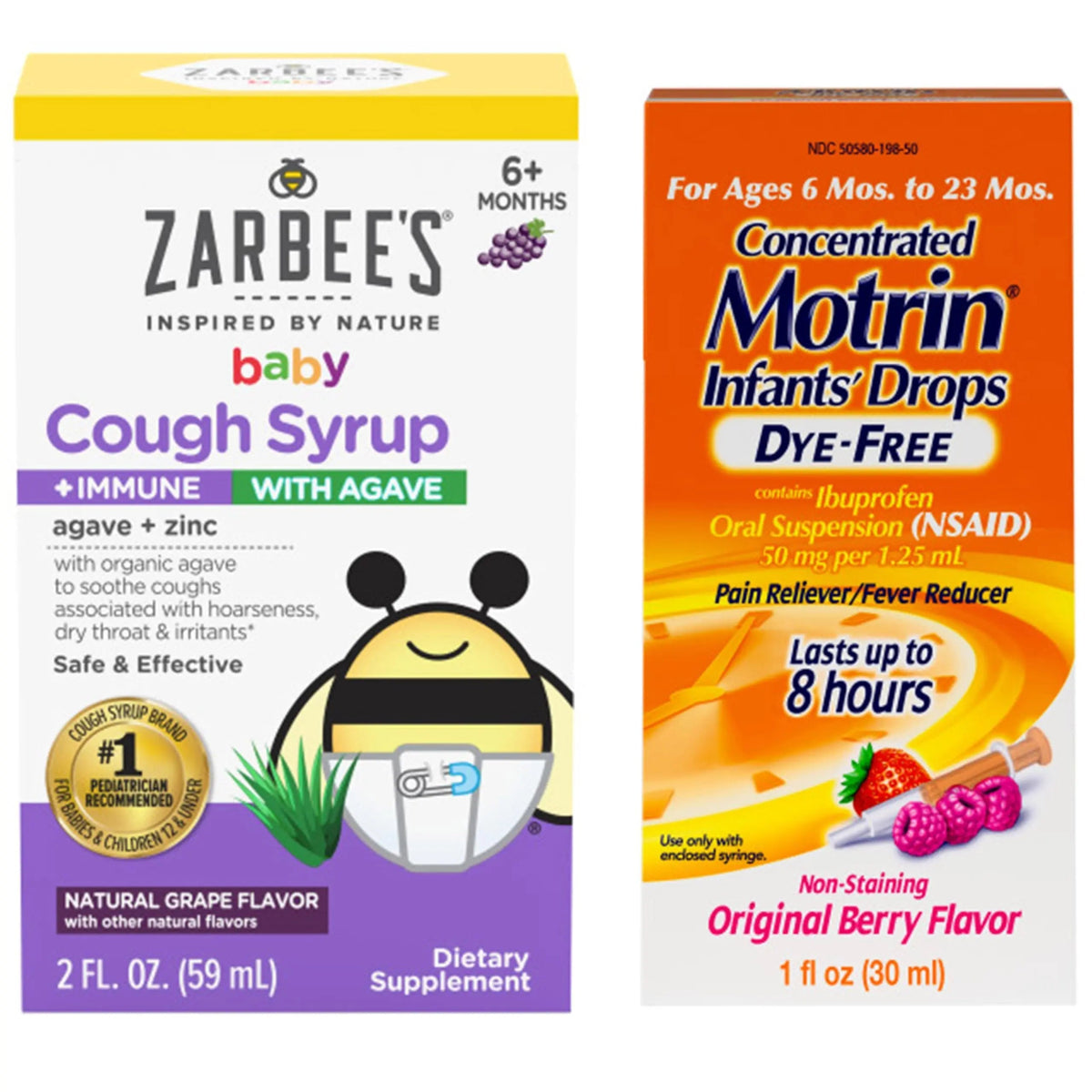 Motrin and Zarbee’s Essentials for Infants Infants' Concentrated Liquid Medicine Drops with Ibuprofen and Zarbee's Baby Coughⱡ Syrup + Immune with Organic Agave + Zinc MotrinBuy Supplements Australia