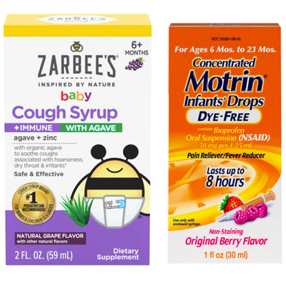 Motrin and Zarbee’s Essentials for Infants Infants' Concentrated Liquid Medicine Drops with Ibuprofen and Zarbee's Baby Coughⱡ Syrup + Immune with Organic Agave + Zinc MotrinBuy Supplements Australia