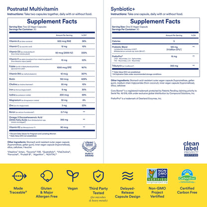 Ritual Postnatal Multivitamin and Gut Duo Supplements with Postnatal Vitamins and Synbiotic+: 3-in-1 Probiotic, Prebiotic, Postbiotic, Supports Lactation, and Gut Health, 30 Day Supply RitualBuy Supplements Australia