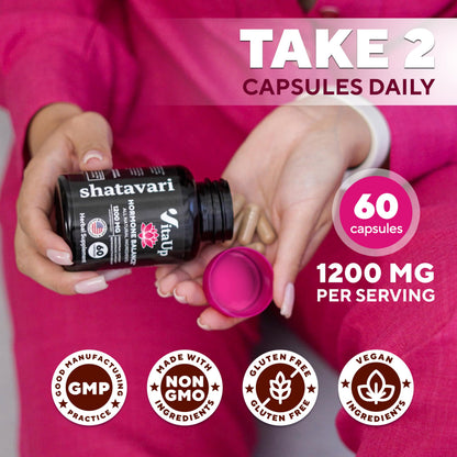 VitaUp Shatavari Capsules for Women 1200mg - USA Made Shatavari Root Supplement for Normal Hormonal Support, Menopause & Menstrual Wellness - 60 Vegan Capsules VitaUpBuy Supplements Australia