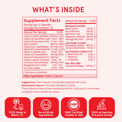 Peach Perfect Menopause Multivitamin | 21 Vitamins for Women 45+ | Black Cohosh, Ashwagandha, Vitamin D3+K2, Probiotics & Collagen | Support for Hot Flashes, Mood Swings, Joint & Skin Health | 30 SVG Peach PerfectBuy Supplements Australia