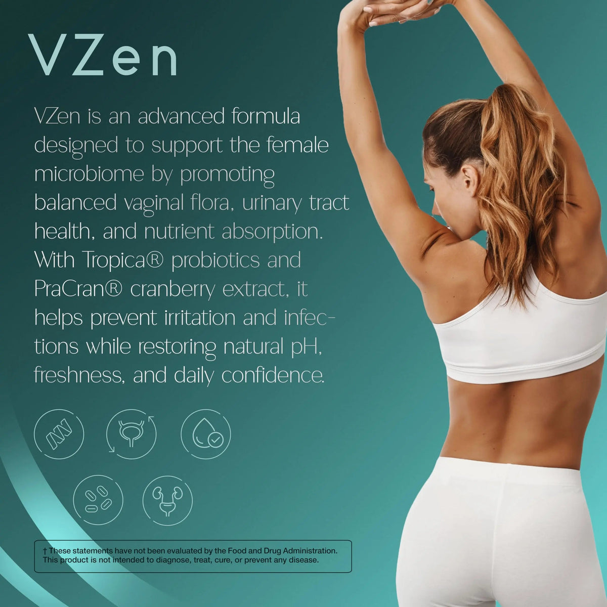 Zenos Health VZen Vaginal Probiotics for Women – Probiotics and Prebiotics for Digestive Health & Bloating Relief for Women – Improve Gut Health, Urinary Tract & Daily Wellness - Made in USA, 30 Caps Zenos HealthBuy Supplements Australia