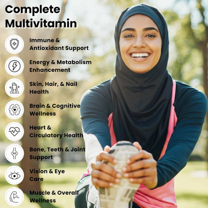 SHIFAA NUTRITION Halal Vitamins, Multivitamin for Women & Men – Comprehensive Support for Heart, Brain, Eye & Immune Health SHIFAA NUTRITION