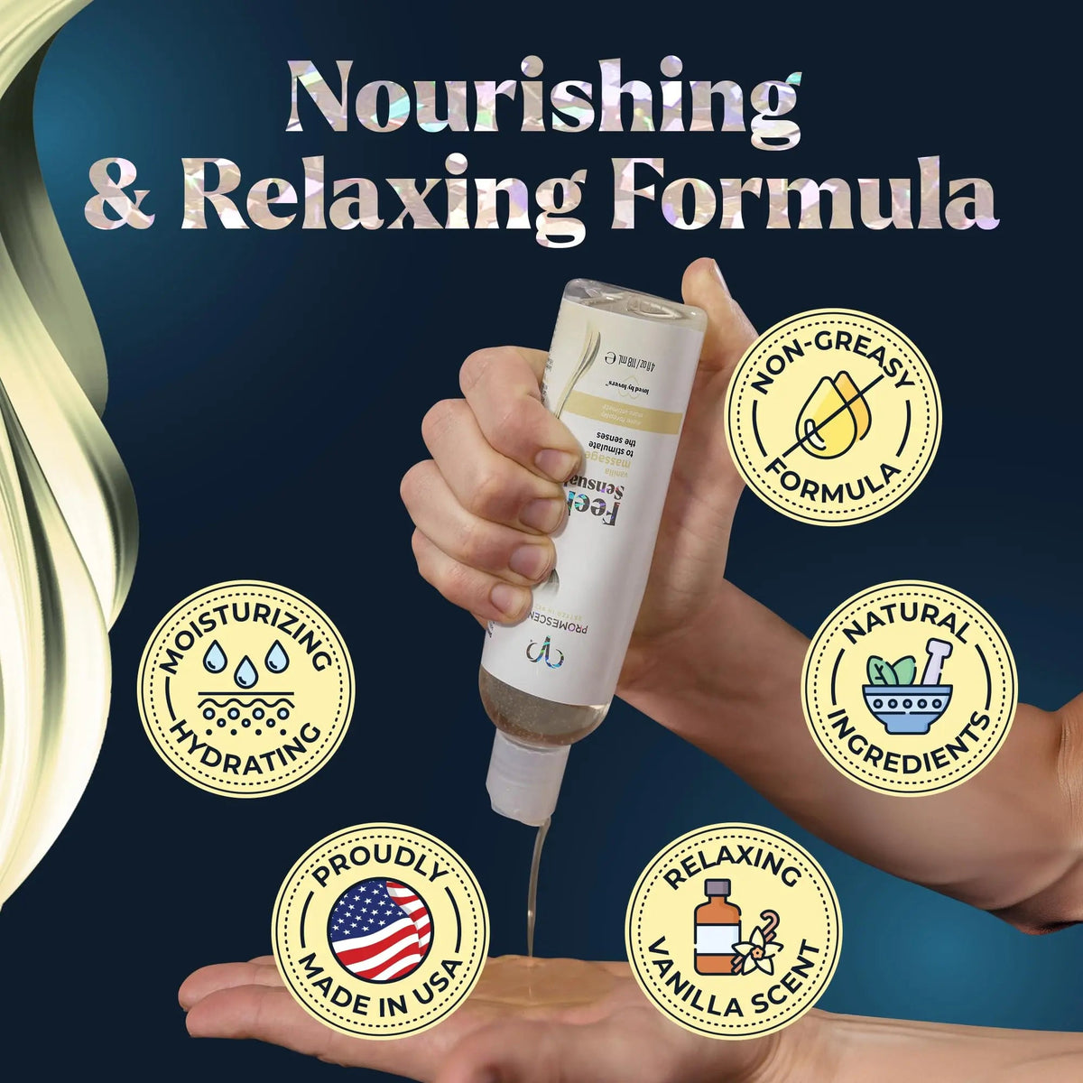 Promescent Massage Oil for Massage Therapy, Massage Oils for Date Night, Premium Body Oil for Men & Women to Relieve Stress & Sore Muscles, Essential Oils for Skin (4 oz) (Vanilla) Promescent buy supplements Au