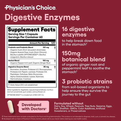 Physician's CHOICE Advanced Gut Health Bundle: 60 Billion Probiotics 30ct + Digestive Enzymes 60ct for Digestive, Gut, and Immune Health Supports Occasional Constipation, Diarrhea, Gas, and Bloating Physician's CHOICEBuy Supplements Australia