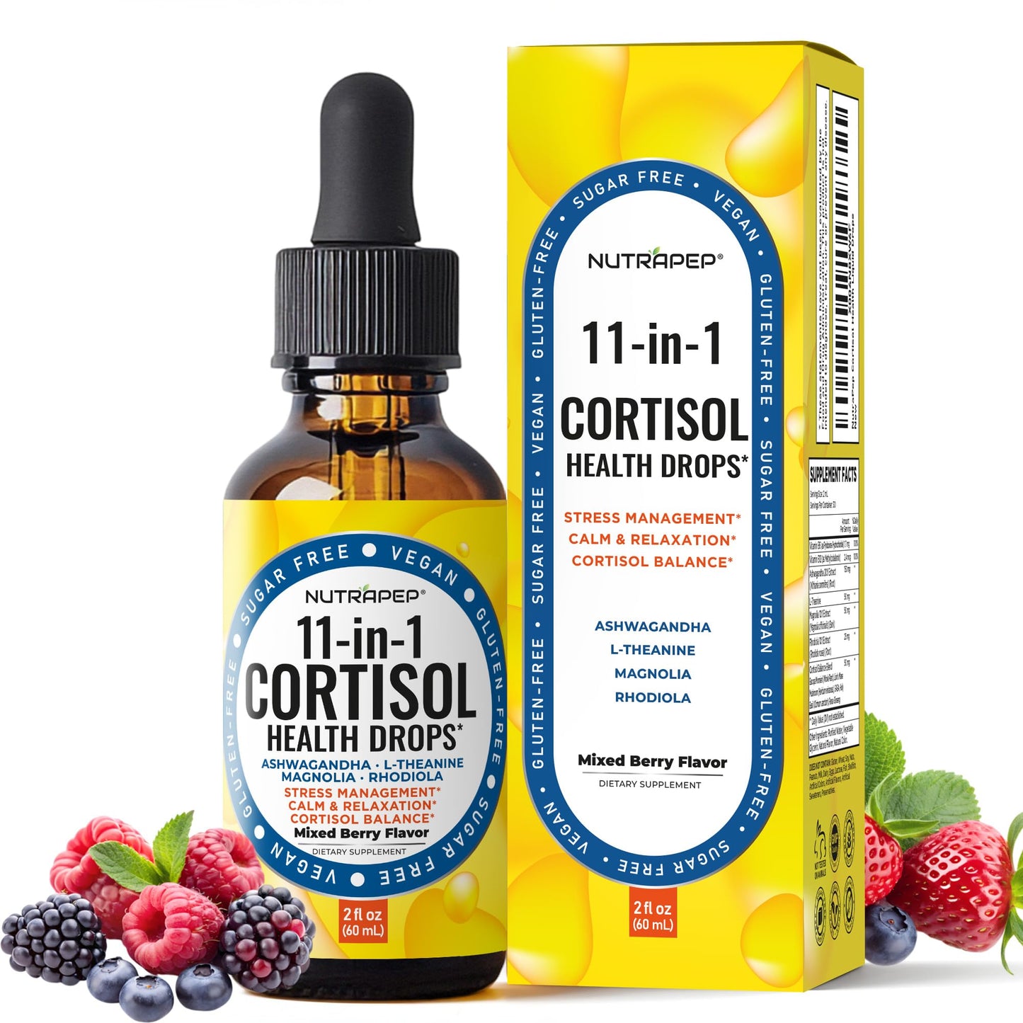NutraPep Cortisol Detox Liquid Drops for Women Men - Cortisol Reducer Supplement Support Wellness Cleanse Balance Stress Mood Sleep Focus - Lower Cortisol Levels with Ashwagandha L-Theanine Magnolia NutraPepBuy Supplements Australia