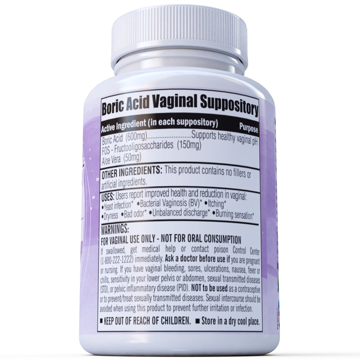 Boric Acid Vaginal Suppositories Plus Aloe Vera & FOS Probiotic Enhancer 800mg/, 30 Count All Natural N' MoreBuy Supplements Australia
