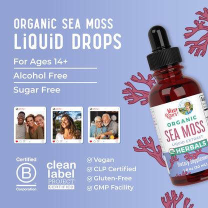 MaryRuth Organics Irish Sea Moss Liquid Drops | Chondrus Crispus | Wild Harvested | Organic Irish Moss Formulated for Adults & Kids Ages 14+ | Unflavored | Sugar Free | Vegan | Non-GMO | 1 Fl Oz MARYRUTH'SBuy Supplements Australia
