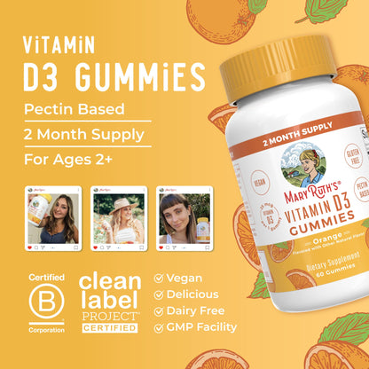 MaryRuth Organics Vitamin D3 Gummies | 2 Month Supply | Adults & Kids Vitamin D Gummy | Immune Support Supplement | VIT D3 1000IU for Bone Health&Muscle Function | Vegan | Non-GMO | Gluten Free | 60 MARYRUTH'SBuy Supplements Australia