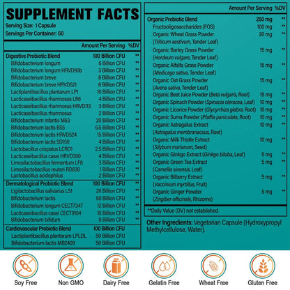 Probiotics for Women & Men - 300 Billion CFU, 24 Strains Probiotic + 15 Organic Herbs Prebiotics Blend, for Overall Digestive Gut Health, Immune, Constipation & Bloating, Shelf Stable - 4 Month Supply CfufulBuy Supplements Australia