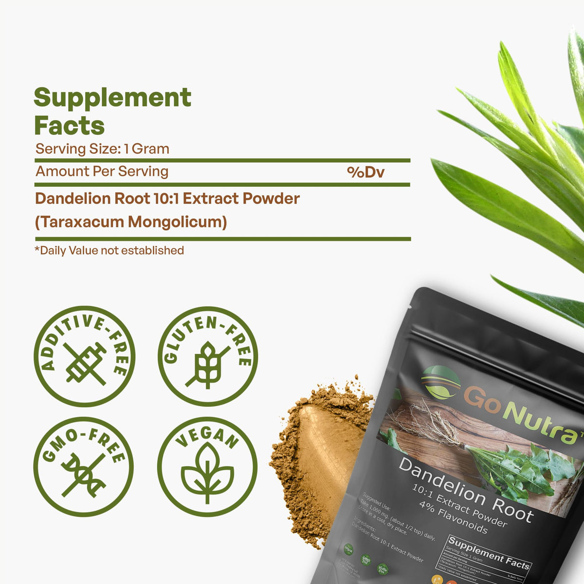 Go Nutra - Dandelion Root Powder, Potent 10:1 Dandelion Root Extract with 4% Flavonoids Go NutraBuy Supplements Australia