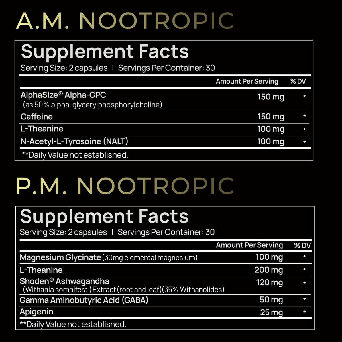 AMPM Nootropic Total Focus + Calm 9X Strength w. Caffeine, L-Theanine, Alpha GPC, L-Tyrosine, Ashwagandha - X-Release Energy Pills Nootropics Brain Support Supplements for Memory and Focus Supplement TERRA ELMNTBuy Supplements Australia