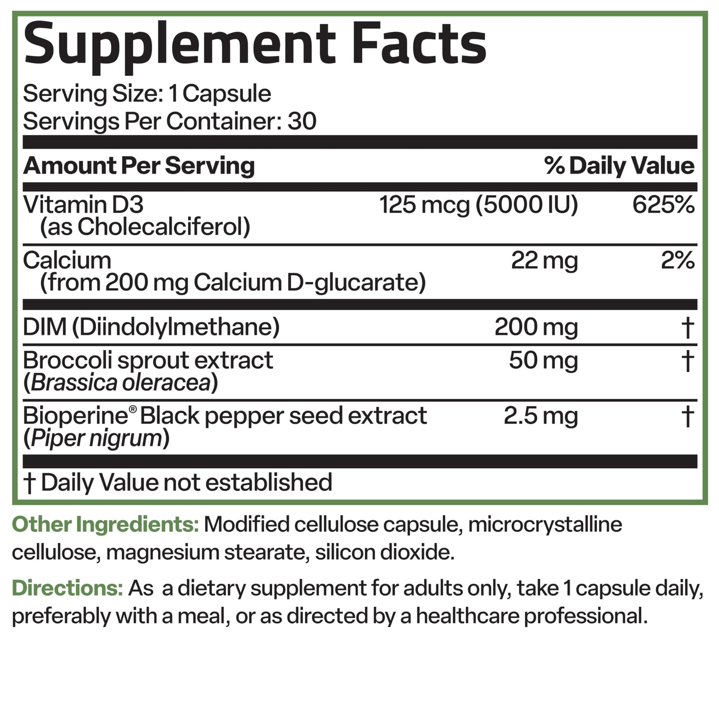 Bronson DIM Balance+ Calcium D-Glucarate, Broccoli Sprouts and Vitamin D3 200 MG of DIM per Capsule Supports Estrogen Metabolism and Balanced Hormone Levels Non-GMO, 30 Vegetarian Capsules BronsonBuy Supplements Australia