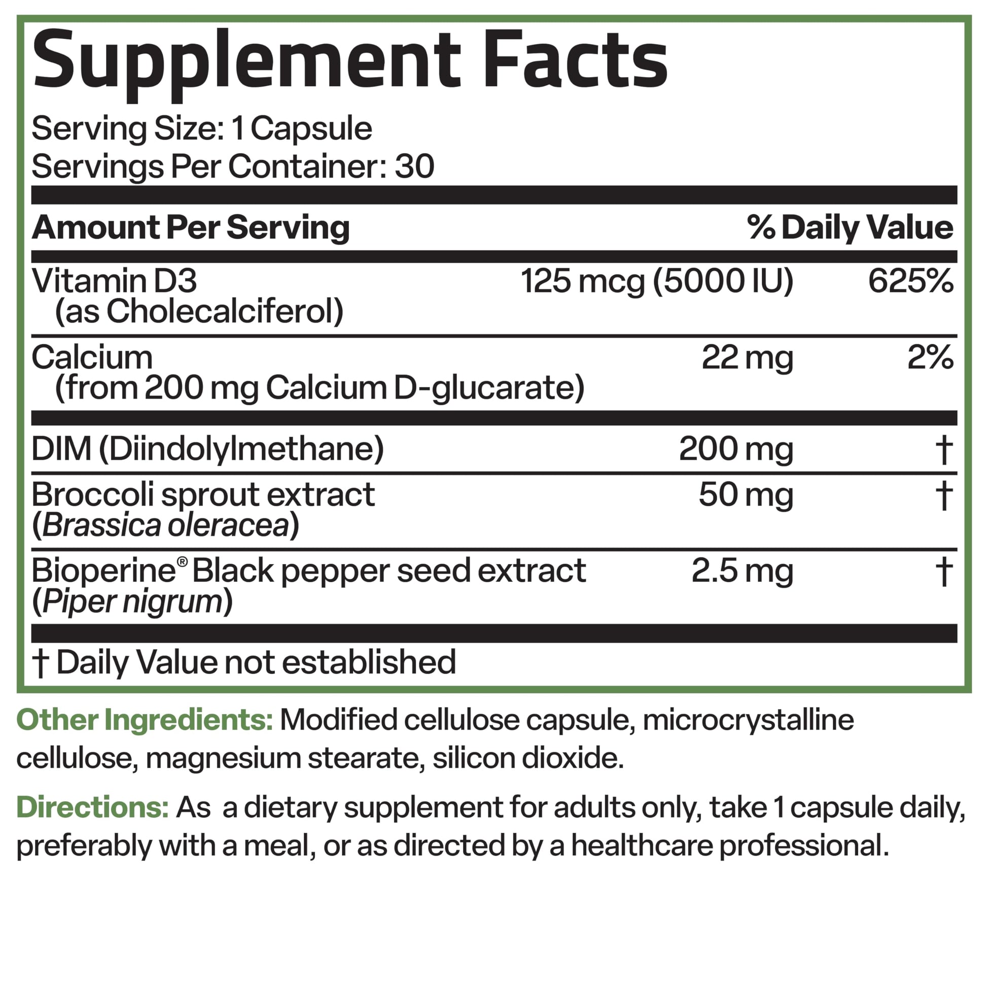 Bronson DIM Balance+ Calcium D-Glucarate, Broccoli Sprouts and Vitamin D3 200 MG of DIM per Capsule Supports Estrogen Metabolism and Balanced Hormone Levels Non-GMO, 30 Vegetarian Capsules BronsonBuy Supplements Australia