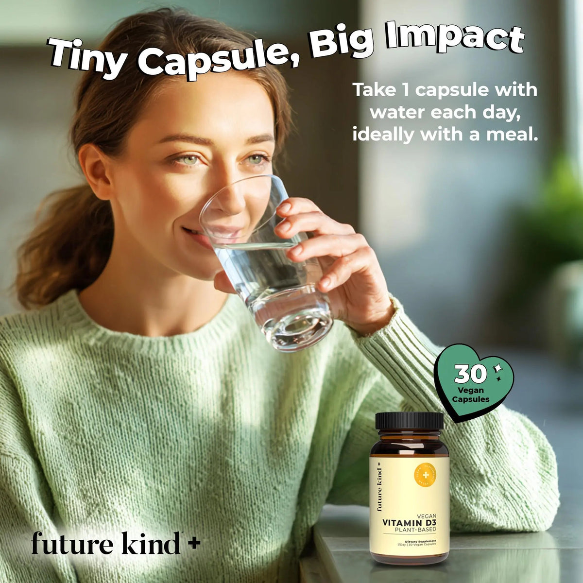 Future Kind Vitamin D3 2500 IU for Bone and Muscle Function, Vitamin D Vegan Supplement from Plant Lichen, Non-GMO, Sugar Free, Pure Vitamin D3, Promotes Natural Resilience, 30 Capsules Future Kind buy supplements Au