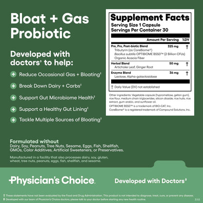 Physician's CHOICE Gut Guardian Bundle: Advanced Bloating & Digestion Support with 60 Billion Probiotic, Digestive Enzymes & Bloat + Gas Probiotic - Daily Gut Health Support for Women and Men Physician's CHOICEBuy Supplements Australia