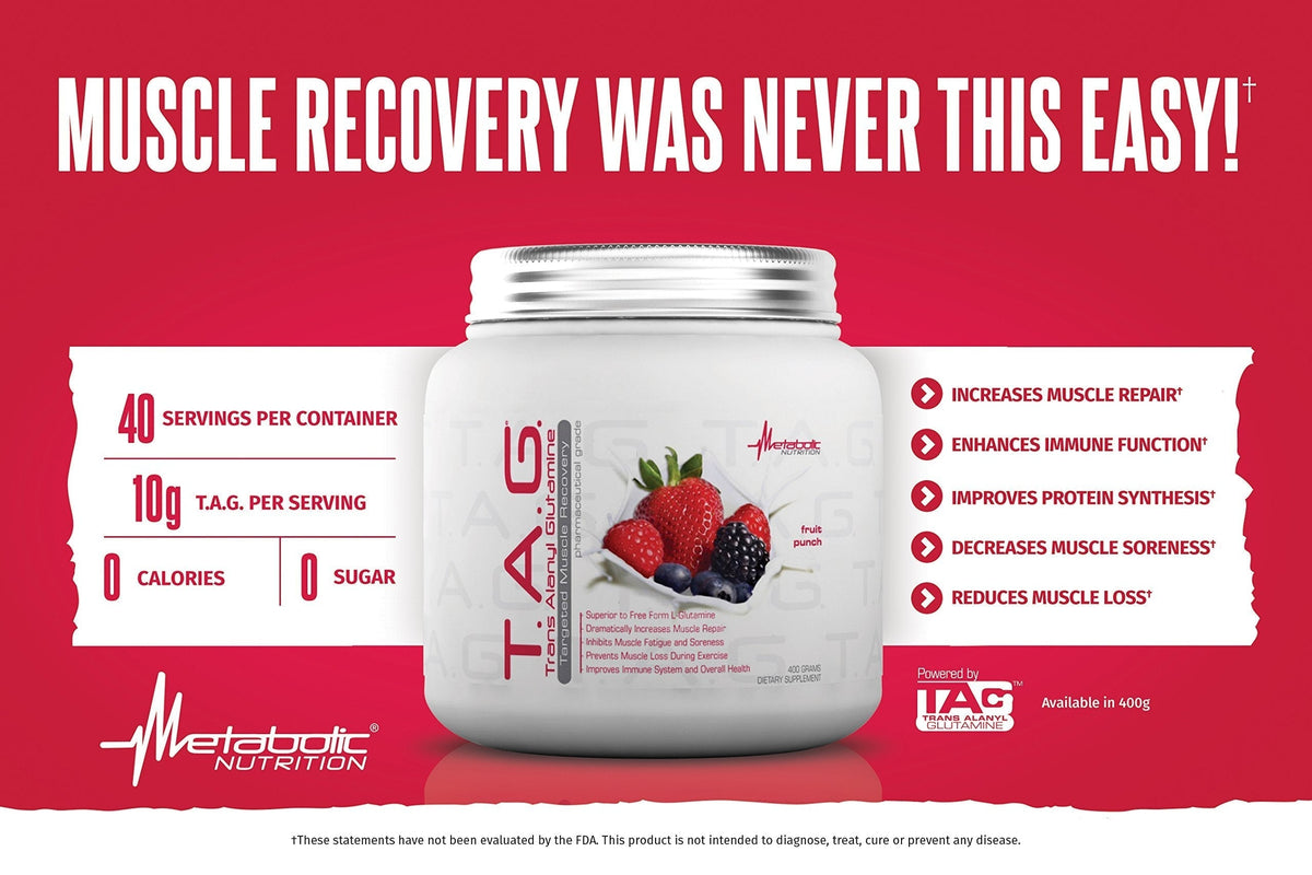Metabolic Nutrition, TAG, Trans Alanyl Glutamine, 100% L-Glutamine Peptide Powder Metabolic NutritionBuy Supplements Australia