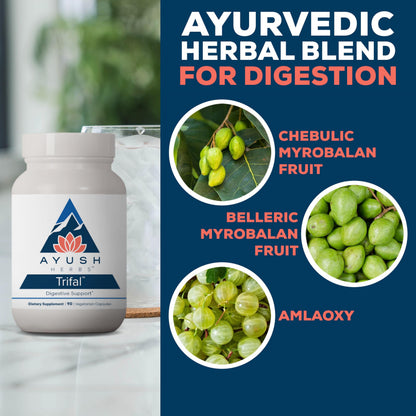 Ayush Herbs Trifal Digestive Support with Amla - Triphala Supplement for Women & Men, Promotes Balanced Digestion, Antioxidant Rich, Made with Organic Ingredients - 90 Vegetarian Capsules (1 Count) Ayush HerbsBuy Supplements Australia