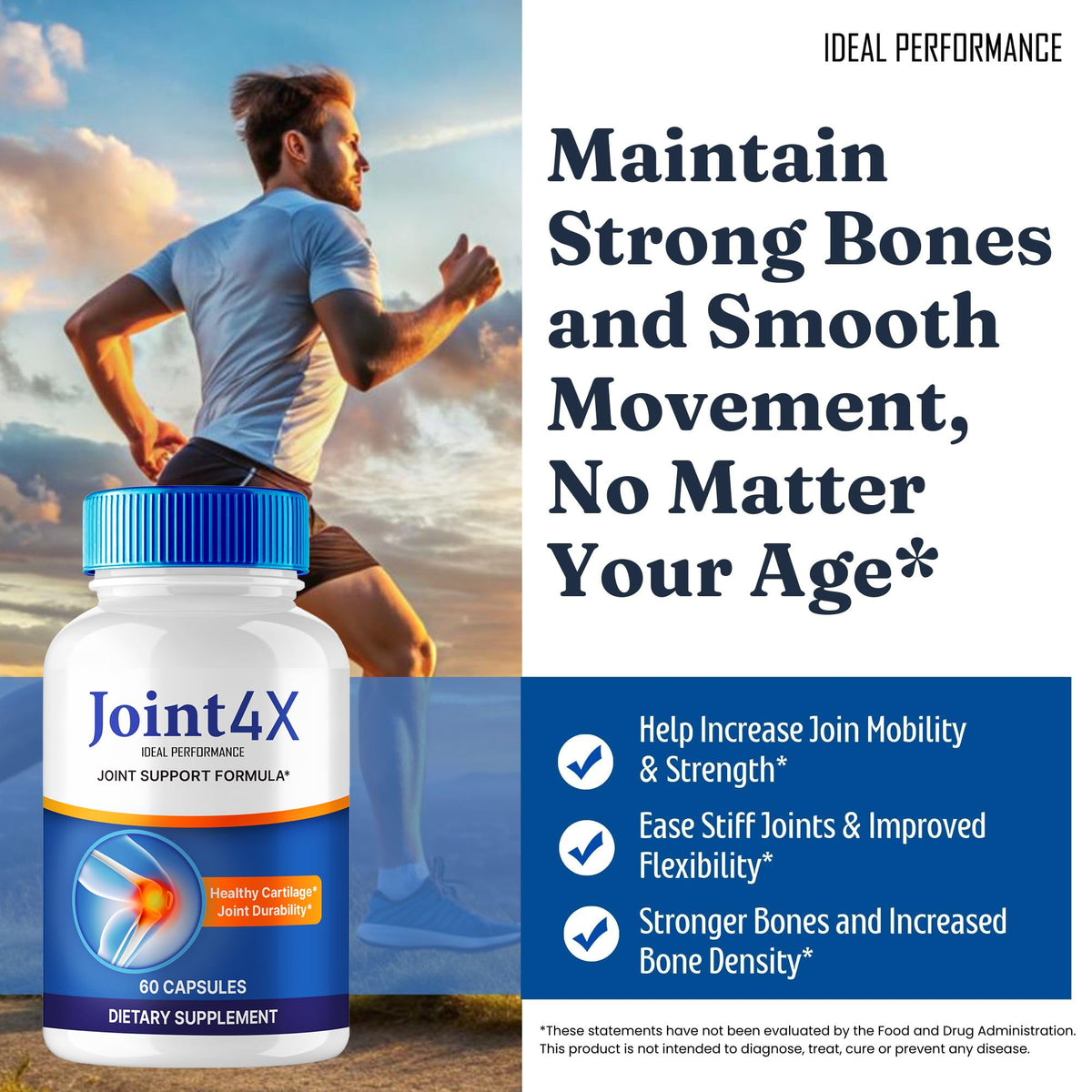 IDEAL PERFORMANCE Joint4X Joint Support Capsules, Official Joint-4X Supplement Pills, All-Natural Formula to Fortify Bones and Bolster Flexibility - Maximum Strength, Joint 4X Pills Reviews (2 Pack) IDEAL PERFORMANCEBuy Supplements Australia
