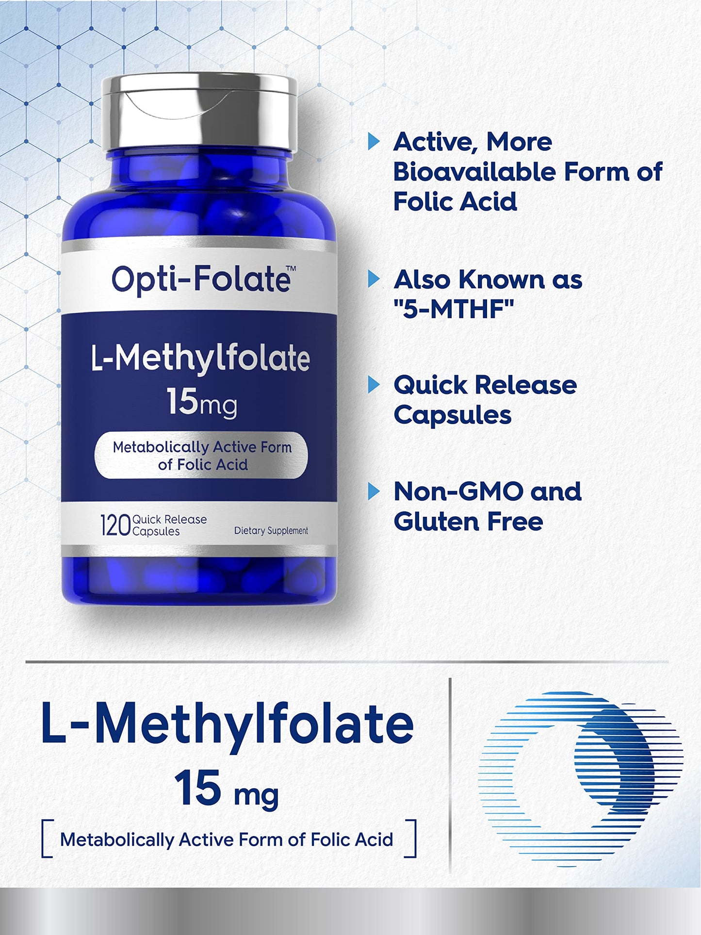 Carlyle L Methylfolate 15mg | 120 Capsules | Value Size | Max Potency | Optimized CarlyleBuy Supplements Australia